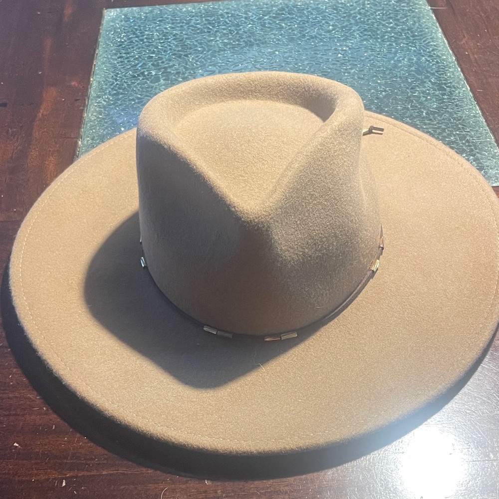 Stylish Tan Wide-Brim Hat